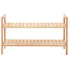 The Living Store Schoenenrek Walnoten Hout - 69 x 26 x 40 cm - 2 Schappen