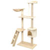 The Living Store Kattenboom - Beige - 97 x 40 x 150 cm - Met ladder - huisje - hangmat - krabpalen en platformen