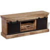 The Living Store TV-meubel Retro - Massief mangohout - 110 x 30 x 45 cm - Handgemaakt en gelakt