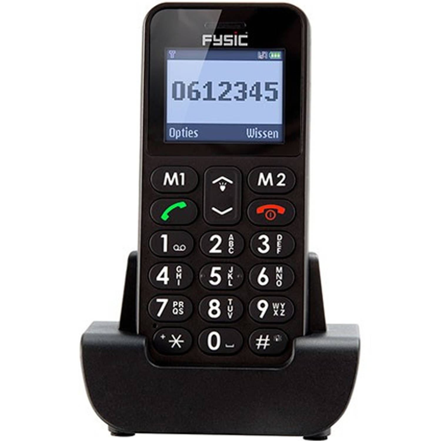 Fysic FM-6700 Senioren mobiele telefoon - SOS noodknop, grote toetsen en eenvoudig menu - Zwart