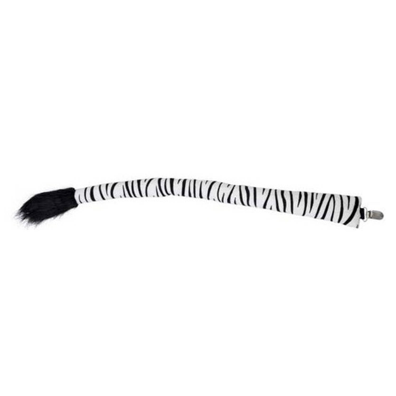 Zebra Dieren Verkleedset Staart Met Clip 68 Cm - Verkleedattributen