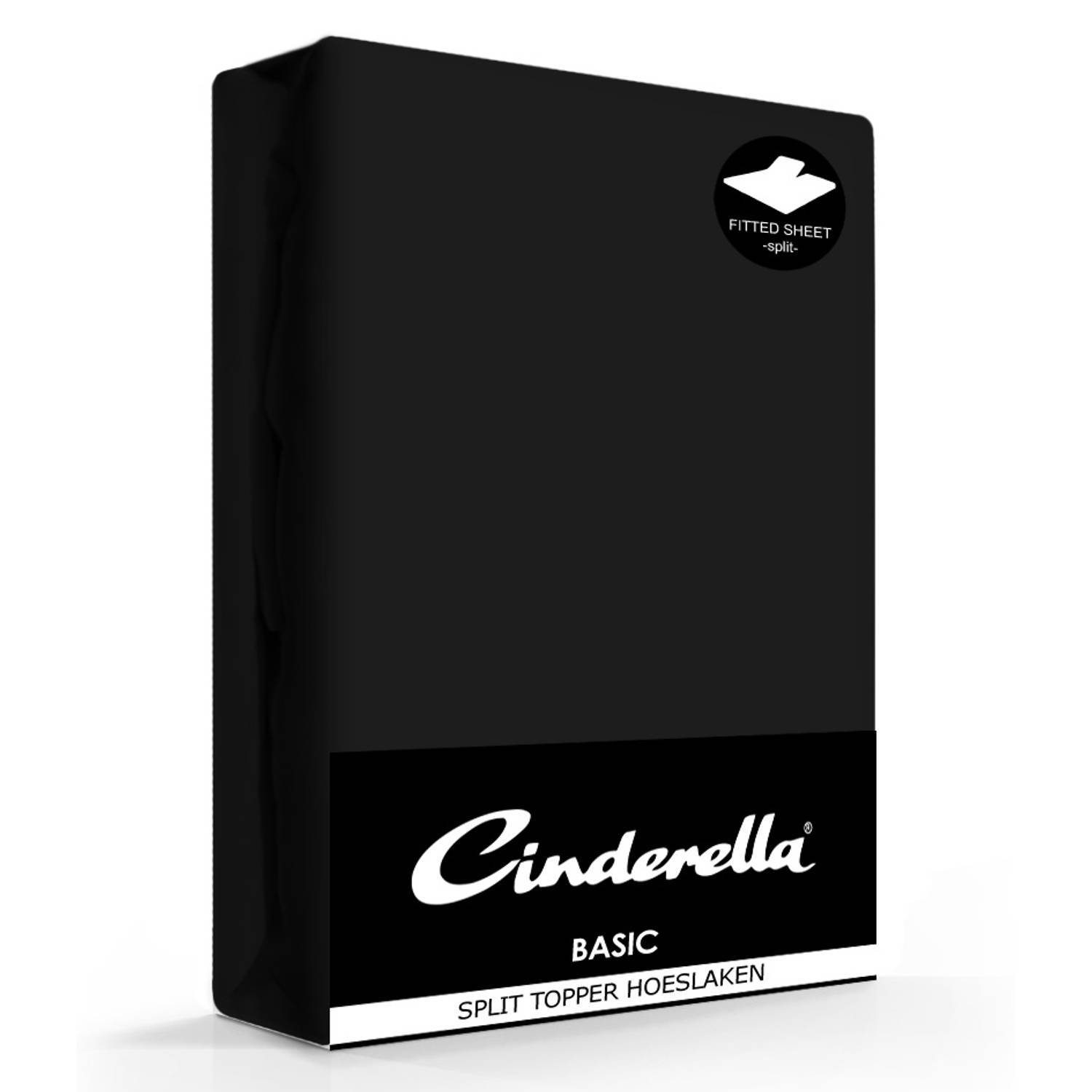 Cinderella Splittopper Hoeslaken Basic Percaline Black-180 x 200 cm