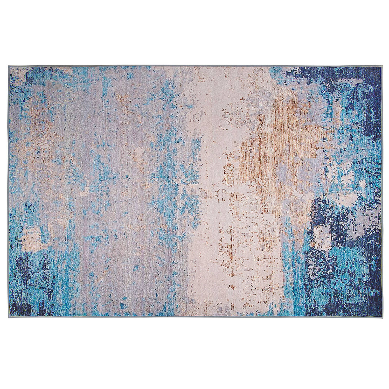 Beliani Inegol Tapijt Blauw Stof 140 x 200 cm