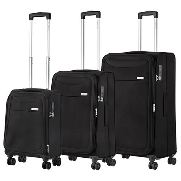 CarryOn Air Kofferset TSA OKOBAN registratie en dubbele wielen Anti-diefstal rits Zwart