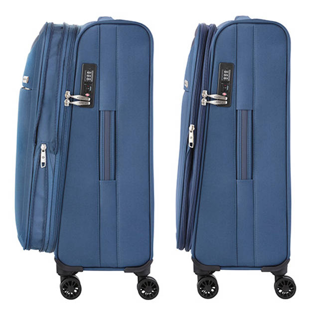 CarryOn Air Kofferset TSA OKOBAN registratie en dubbele wielen Anti-diefstal rits blauw