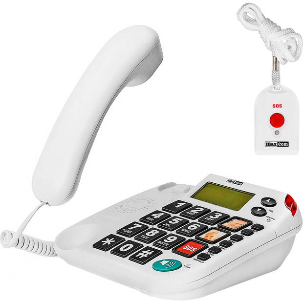 Slechtziend Maxcom KXT 481 huistelefoon met SOS halszender - Wit