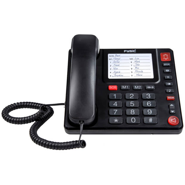 Vaste telefoon met grote toetsen voor senioren Fysic Zwart