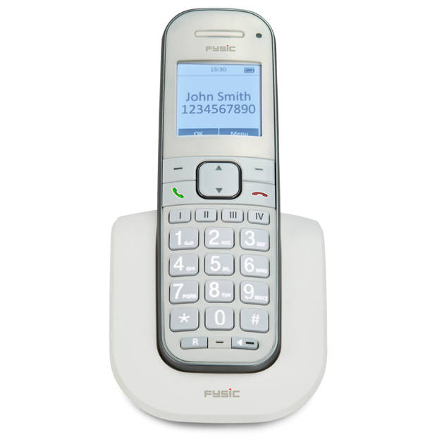 Senioren DECT telefoon met grote toetsen, 1 handset Fysic Wit