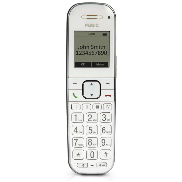 Senioren DECT telefoon met grote toetsen, 1 handset Fysic Wit