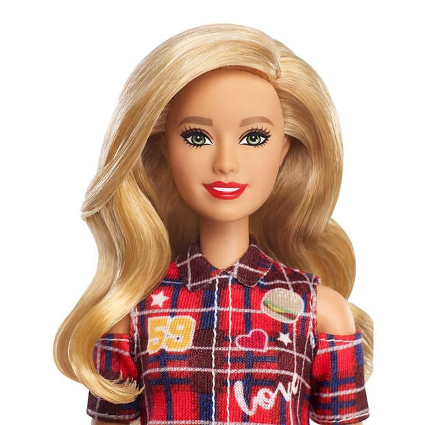 Barbie Fashionistas: rood geruite jurk 29 cm