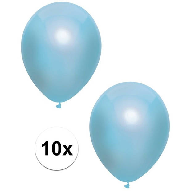 10x Blauwe metallic ballonnen 30 cm - Ballonnen