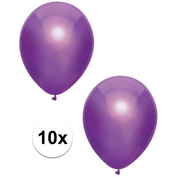 10x Paarse metallic ballonnen 30 cm - Ballonnen