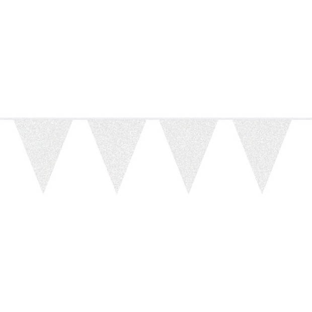 Witte vlaggenlijnen met glitters 10 meter - Vlaggenlijnen