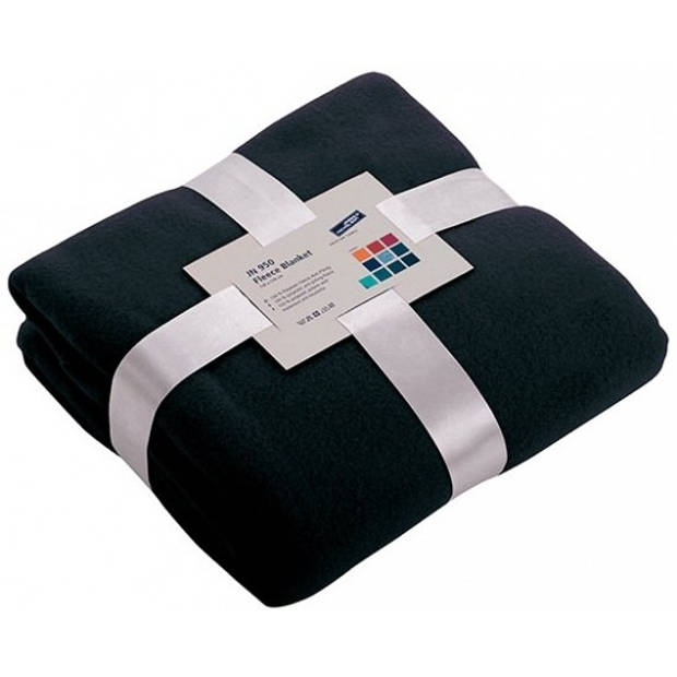 Fleece deken/plaid Navy blauw 130 x 170 cm en een warmwater kruik 2 liter - Plaids