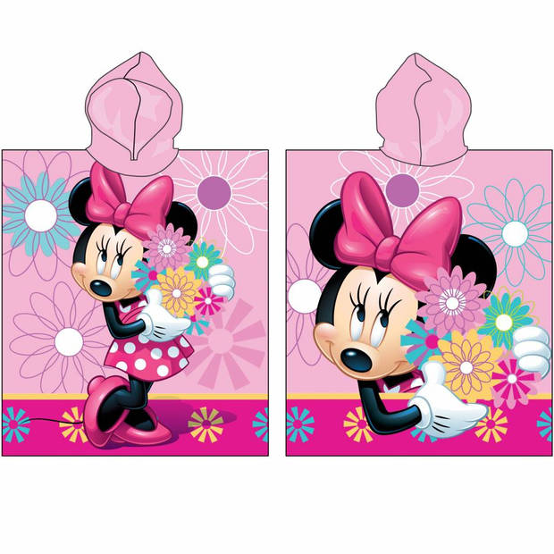 Disney Minnie Mouse Flowers - Poncho - 50 x 115 cm - Roze