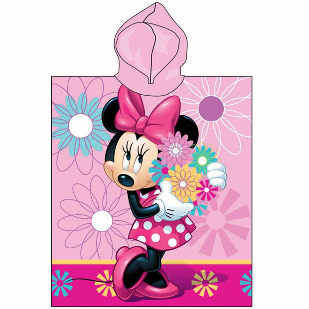 Disney Minnie Mouse Flowers - Poncho - 50 x 115 cm - Roze