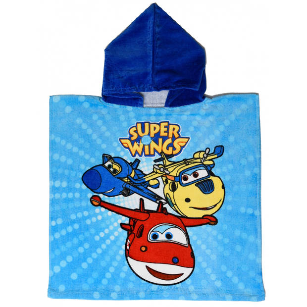 Super Wings badponcho blauw junior 50 x 100 cm