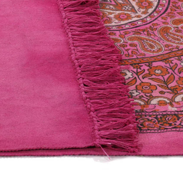 vidaXL Kelim vloerkleed met patroon 120x180 cm katoen fuchsia