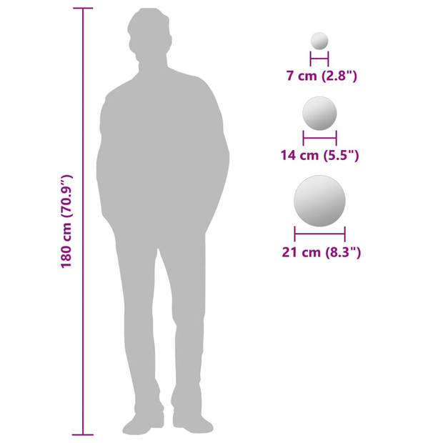 vidaXL Wandspiegelset rond glas 7-delig
