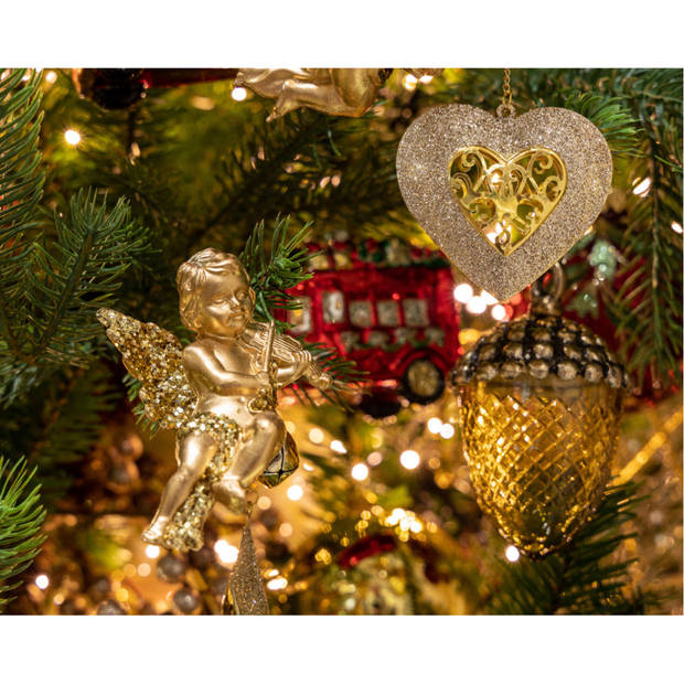 Kersthanger - engeltje met viool - goudkleurig - 10 cm - kerstboomversiering - Kersthangers