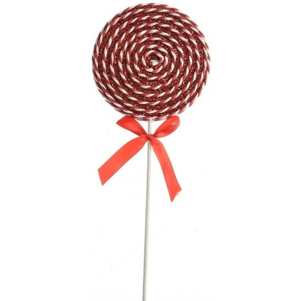 2x Kerst hangdecoratie rood/witte lolly snoepgoed 36 cm - Kersthangers