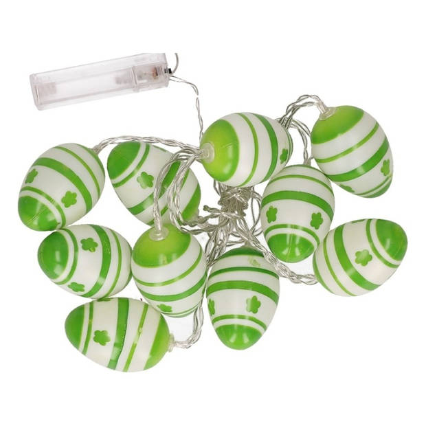 Decoratie paaseieren groen/witte LED lichtsnoer op batterijen 192 cm - Lichtsnoeren