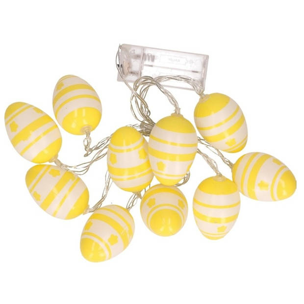 Decoratie paaseieren geel/witte LED lichtsnoer op batterijen 192 cm - Lichtsnoeren