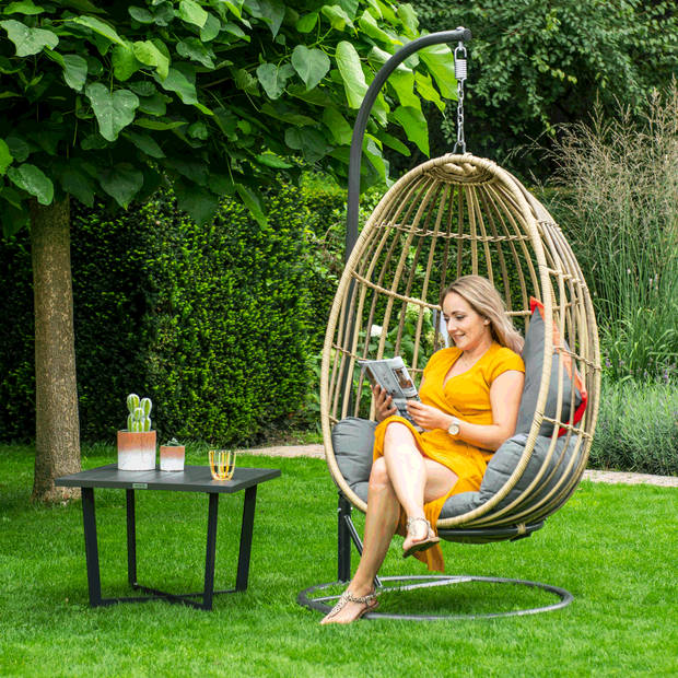 Garden Impressions Panama swing chair egg - carbon black/natural rotan