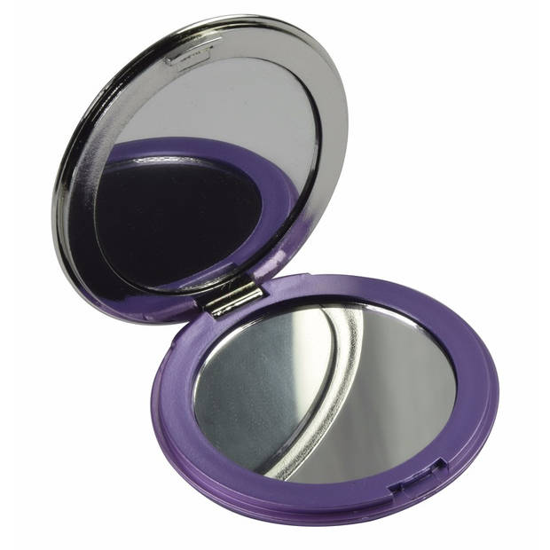Zak spiegeltje paars dia 7.5 cm inklapbaar - Make-up spiegeltjes