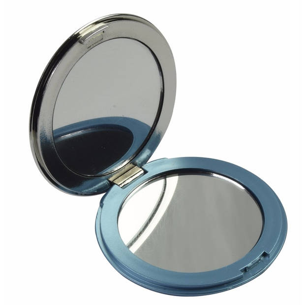 Zak spiegeltje blauw dia 7.5 cm inklapbaar - Make-up spiegeltjes