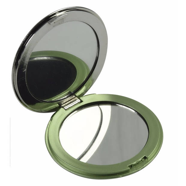 Zak spiegeltje groen dia 7.5 cm inklapbaar - Make-up spiegeltjes