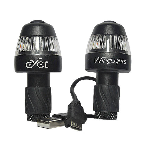 CYCL WingLights360 Fixed - LED Fietsverlichting - Richting Aanwijzer & Zijlichten voor aan Stuur - Zwart