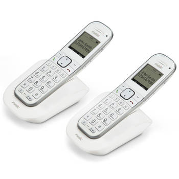 Senioren DECT telefoon met grote toetsen, 2 handsets Fysic Wit