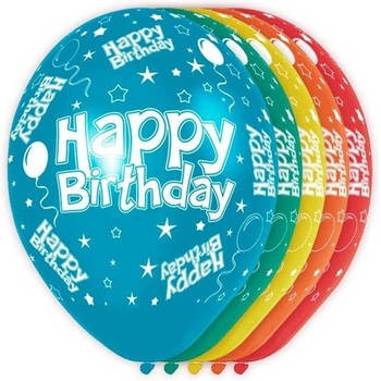 5x Happy Birthday party helium ballonnen 30 cm - Ballonnen
