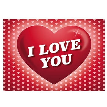 Romantische Valentijnskaart I Love You ansichtkaart met hartjes - Verjaardagskaarten