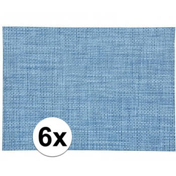 6x Onderlegger blauw gevlochten 45 x 30 cm - Placemats