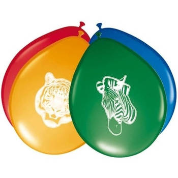 8x stuks Safari/jungle dieren kinderfeestje thema ballonnen 27 cm - Ballonnen