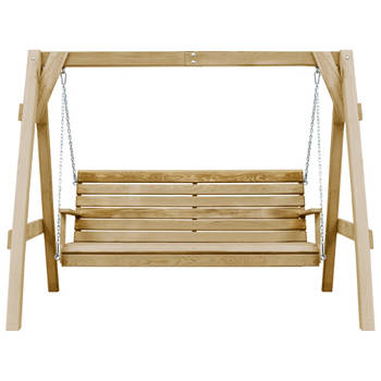 Blokker The Living Store Schommelbank Tuin - 205 x 150 x 157 cm - Hout - Naturel aanbieding