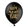 6x Zwarte Happy New Year ballonnen sterren nieuwjaar - Ballonnen