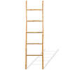 The Living Store Handdoekladder met 5 sporten 150 cm bamboe - Handdoekhouder