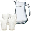 Water glazen 4x stuks met schenkkan - Drinkglazen