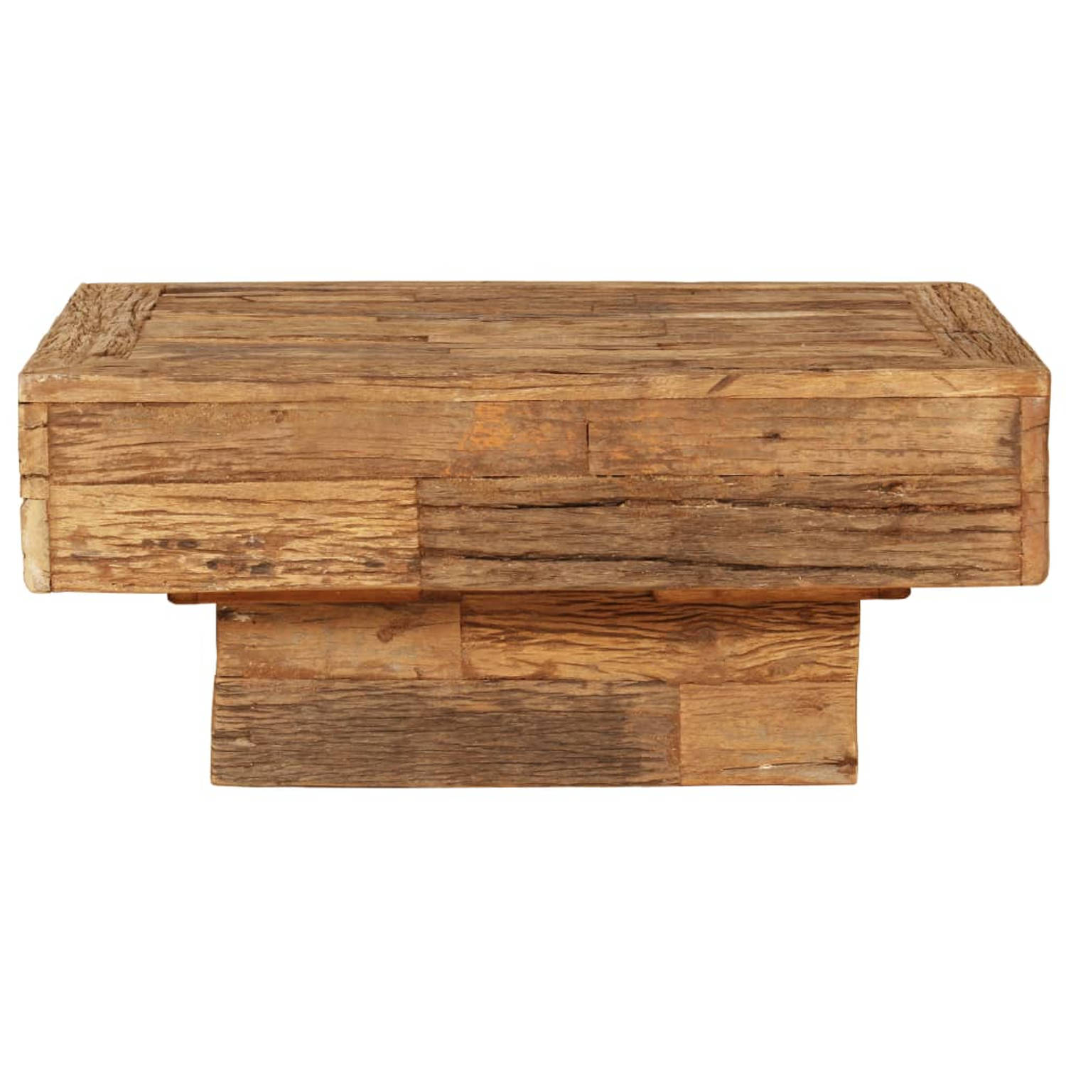 The Living Store Salontafel Vintage Stijl - 70 x 70 x 30 cm - Massief Recycled Hout