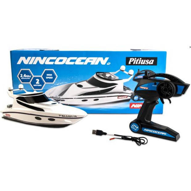Ninco RC speedboot Nincocean Pitiusa 35 cm wit