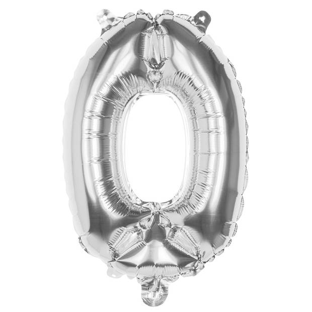 Boland folieballon cijfer 0 zilver 36 cm