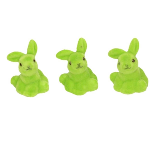 3x Groen pasen paashaas/konijn decoratie figuur/beeld - Feestdecoratievoorwerp