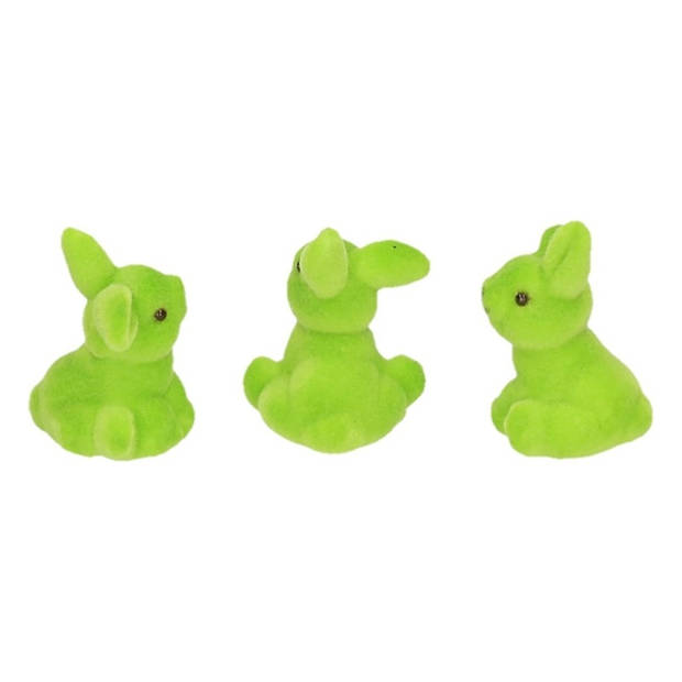 3x Groen pasen paashaas/konijn decoratie figuur/beeld - Feestdecoratievoorwerp