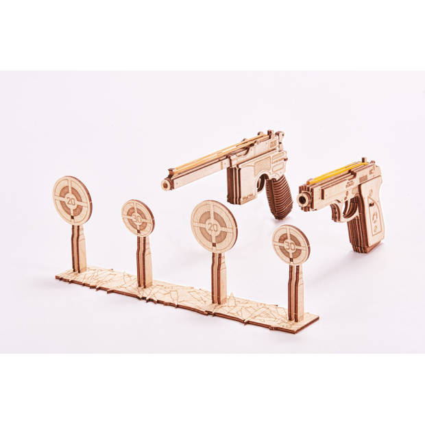 Wood Trick Set van Wapens met Schietdoelen - Houten Modelbouw