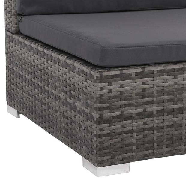 vidaXL 8-delige Loungeset met kussens poly rattan grijs