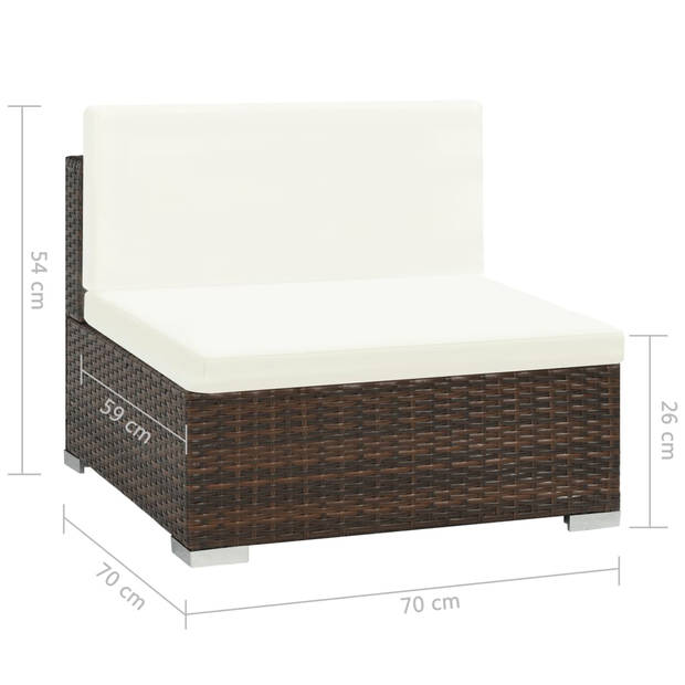 vidaXL 8-delige Loungeset met kussens poly rattan bruin