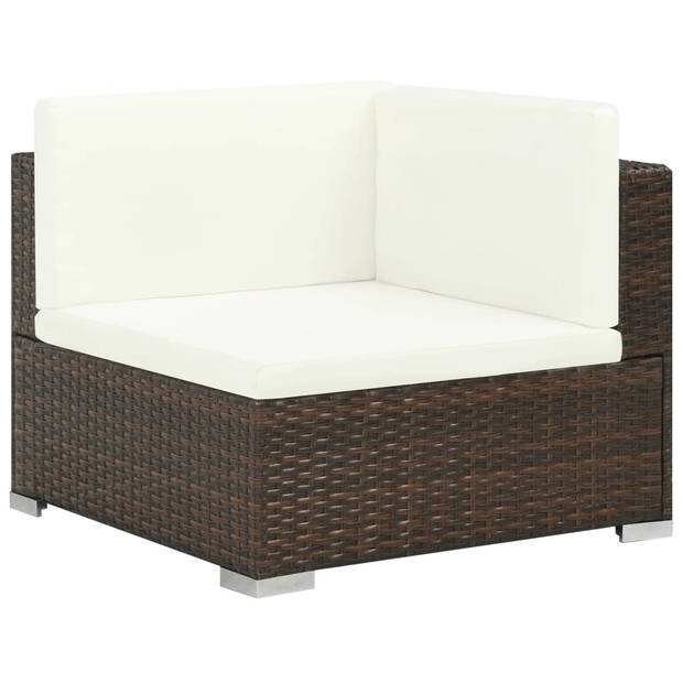 vidaXL 6-delige Loungeset met kussens poly rattan bruin